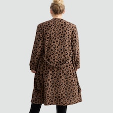F&F Fleece Leopard Print Dressing Gown in Multi Brown thumbnail 4