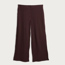 F&F Ribbed Wide Leg Co-Ord Trousers in Brown thumbnail 4