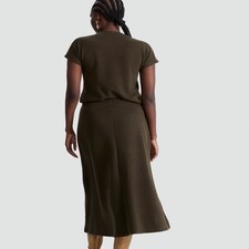 F&F Centre Seam Co-ord Midi Skirt in Olive thumbnail 3