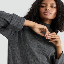 F&F Ribbed High Neck Long Sleeved Tunic in Grey