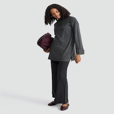 F&F Ribbed High Neck Long Sleeved Tunic in Grey thumbnail 2