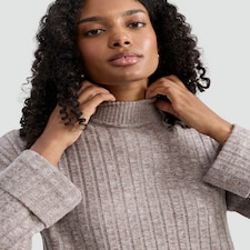 F&F Ribbed High Neck Tunic in Neutral