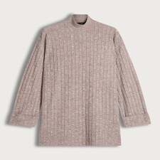 F&F Ribbed High Neck Tunic in Neutral thumbnail 4