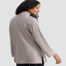 F&F Ribbed High Neck Tunic in Neutral thumbnail 3