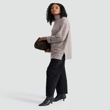 F&F Ribbed High Neck Tunic in Neutral thumbnail 2