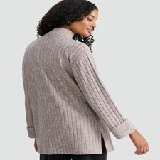 F&F Ribbed High Neck Tunic in Neutral thumbnail 3