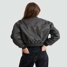 F&F Faux Leather Bomber Jacket in Brown thumbnail 3