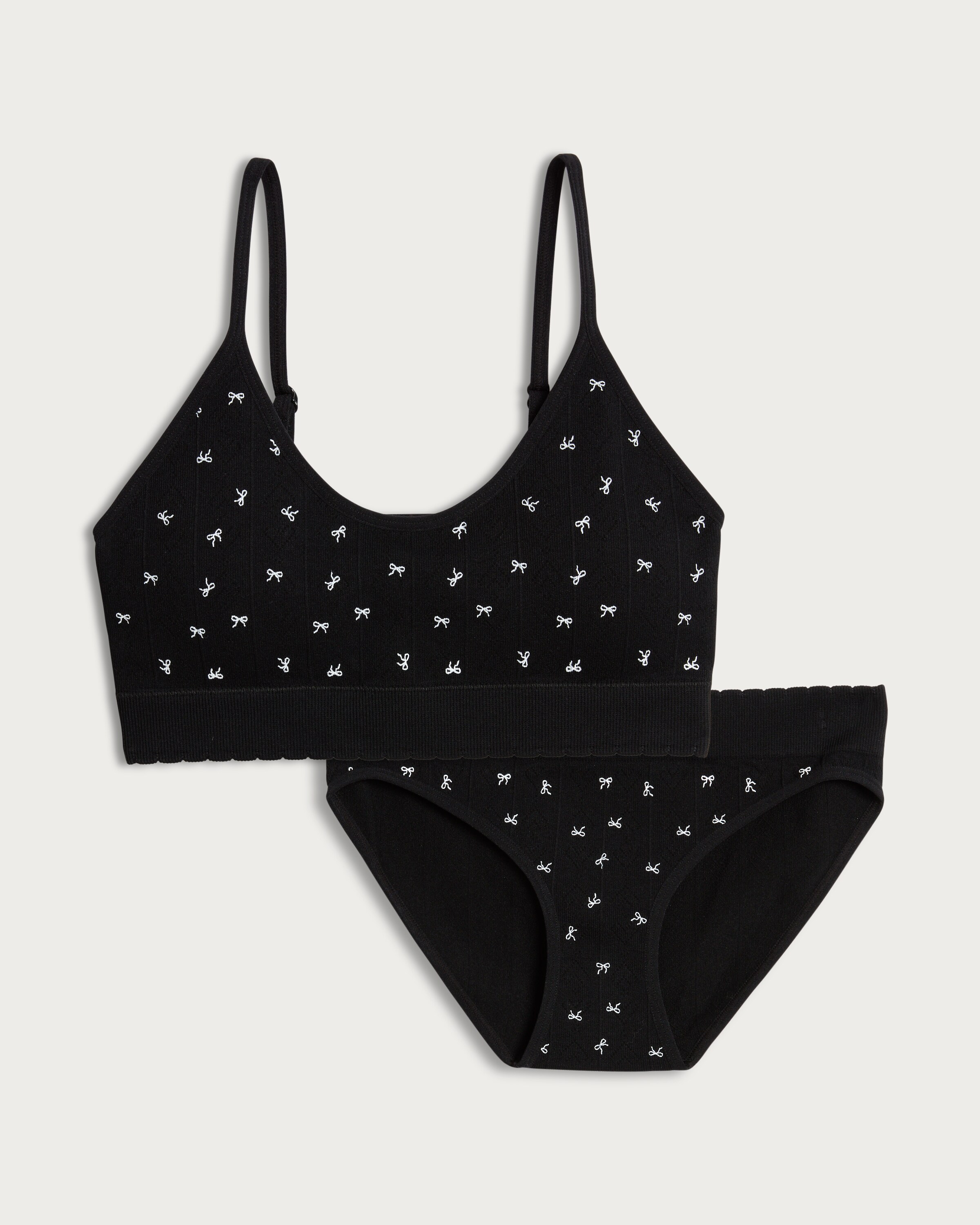 F&F 2-Pack Pointelle Bow Print Underwear Set in Black thumbnail 4