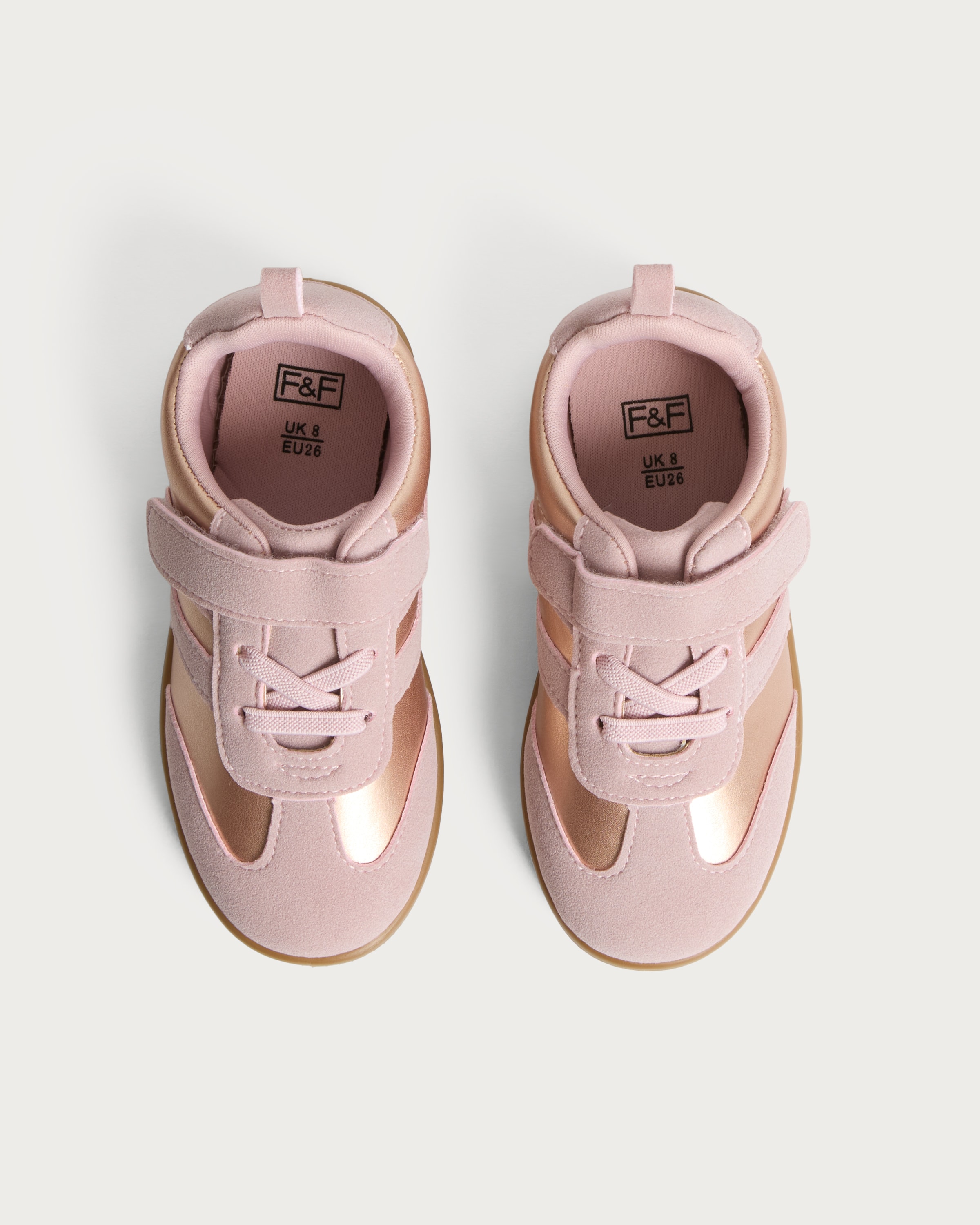 F&F Girls Metallic Panel Trainers in Pink thumbnail 2