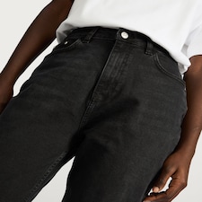 F&F Cotton Rich Slim Fit Mom Jeans in Black thumbnail 3