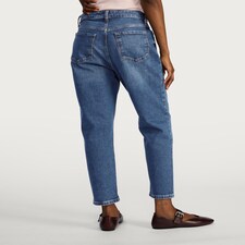 F&F Cotton Rich High Waisted Mom Jeans in Navy thumbnail 4