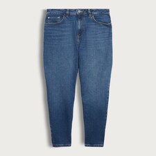 F&F Cotton Rich High Waisted Mom Jeans in Navy thumbnail 5