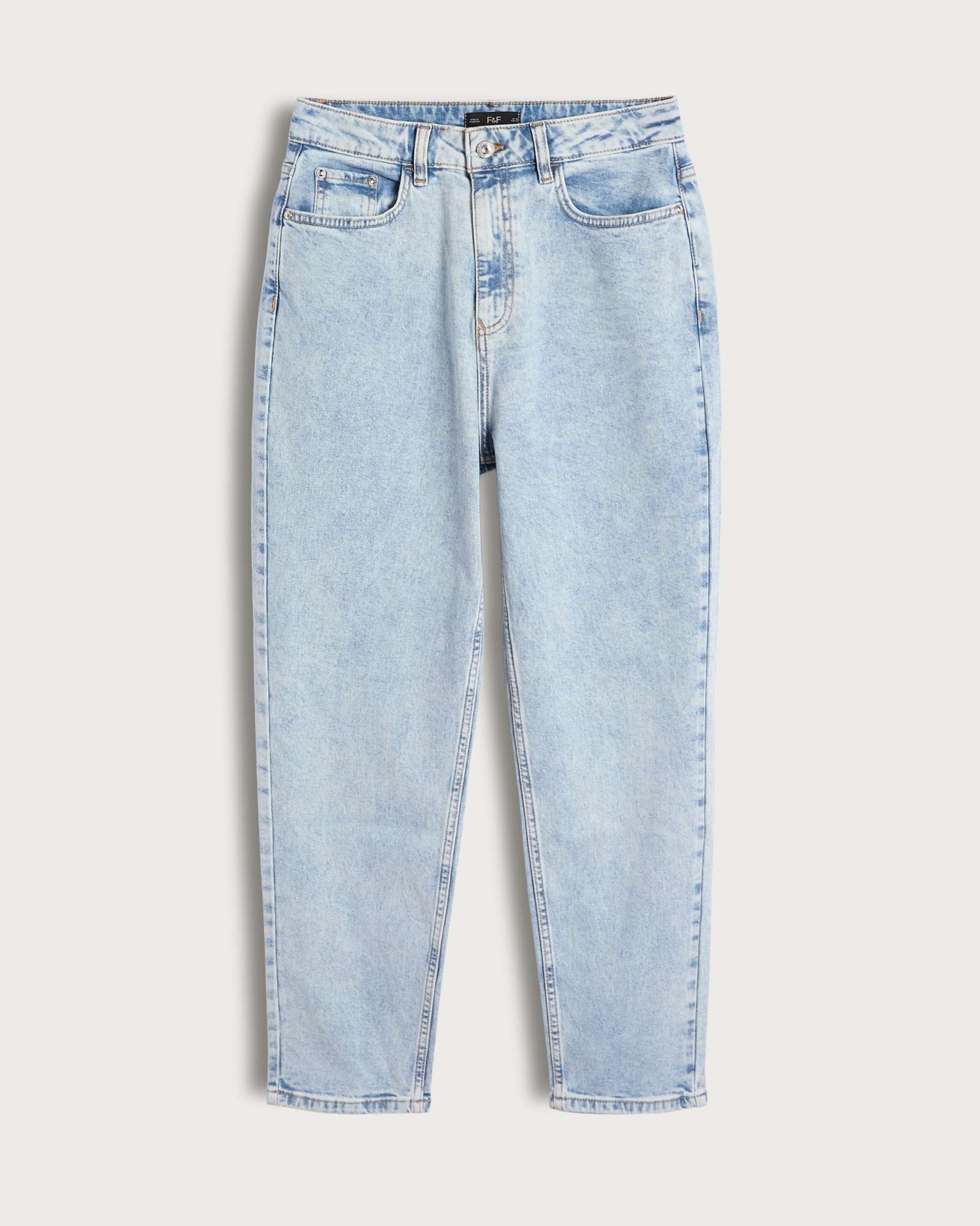 F&F High Rise Slim Mom Jeans in Blue thumbnail 5