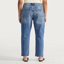 F&F Cotton Rich Comfort Stretch High Rise Slim Mom Jeans in Blue thumbnail 4