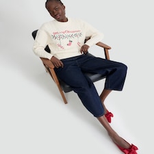 F&F Cable Knit Merry Christmas Jumper with Wool in Neutral thumbnail 2