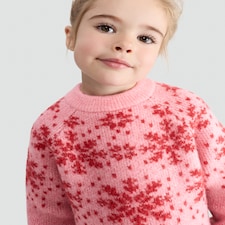 F&F Girls Knitted Snowflake Pattern Jumper in Multi Pink