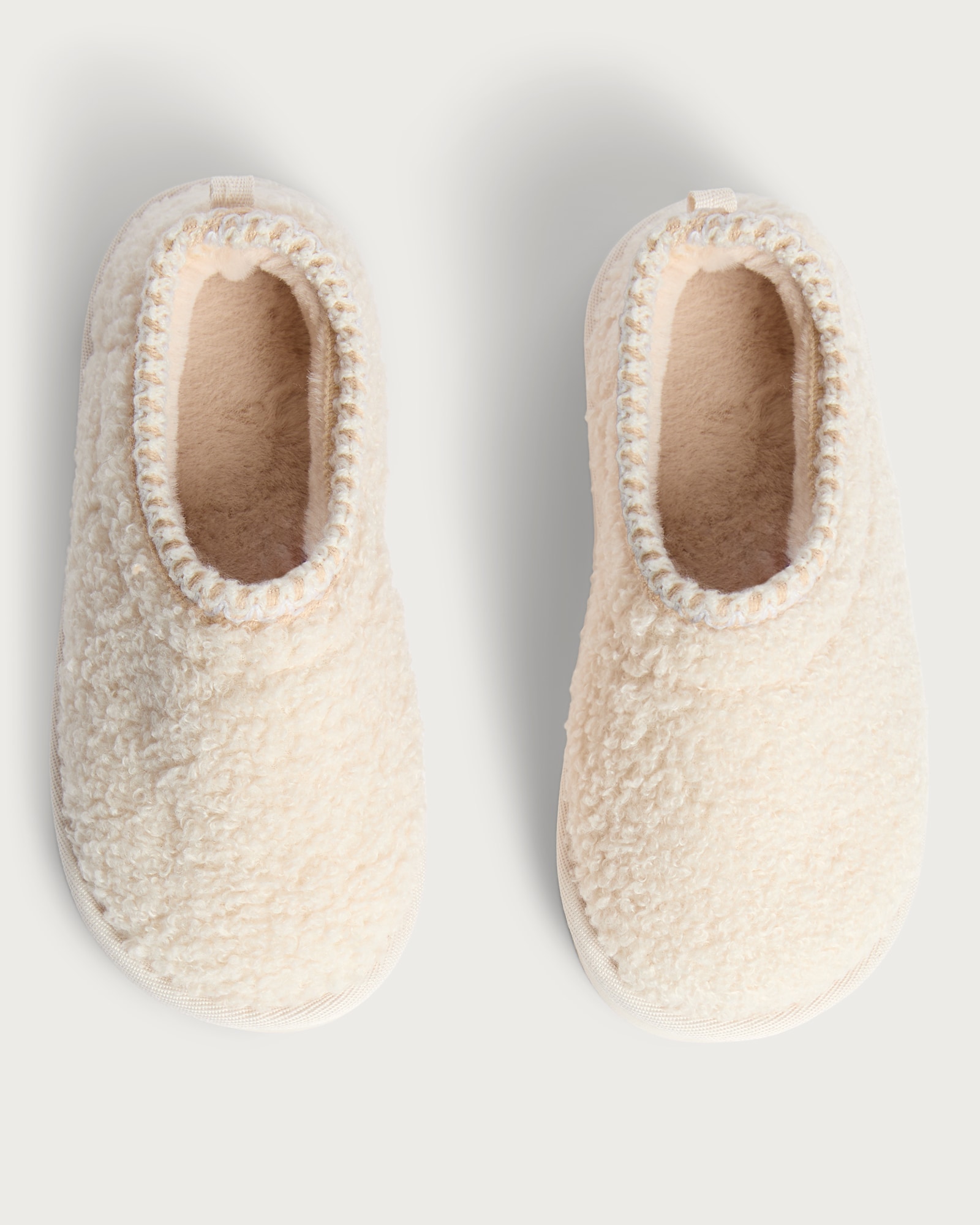 F&F Girls Borg Textured Mule Slippers in Neutral thumbnail 2