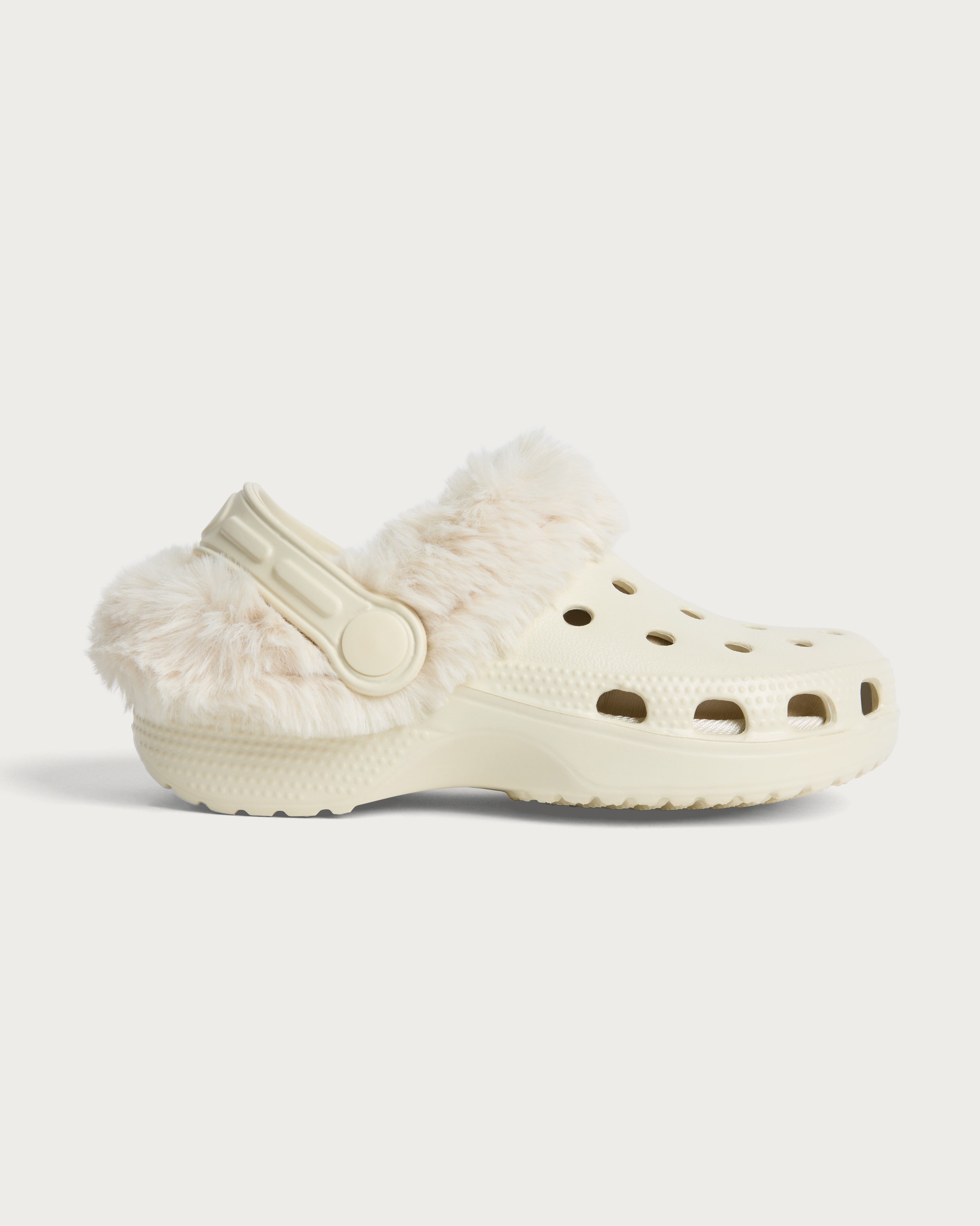 F&F Girls Faux Fur Lined Clogs in White