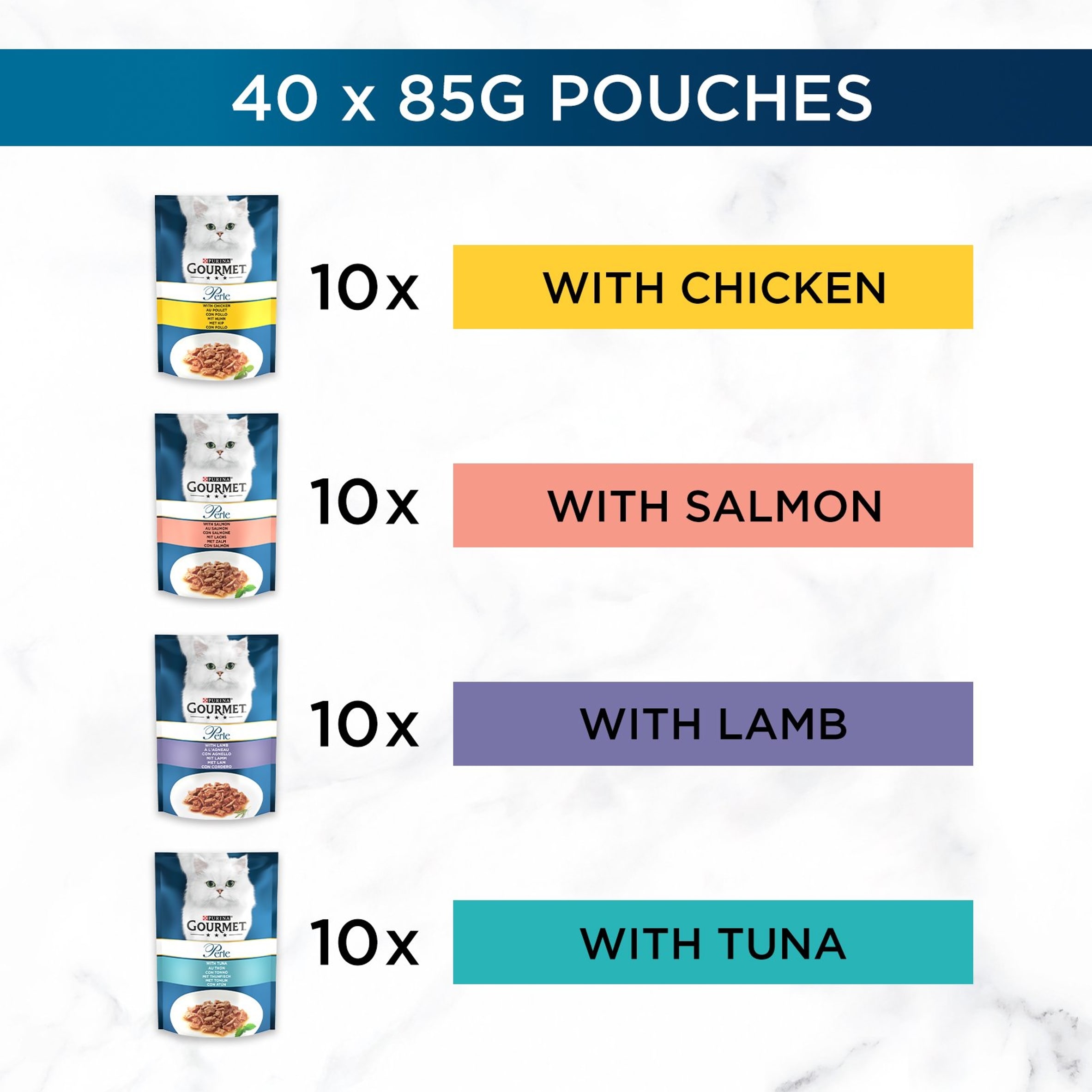 Gourmet Perle Delighters Collection in Gravy Wet Cat Food 40x85g thumbnail 2