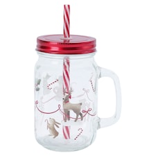 F&F Home Candy Cane Mice Drinking Jar