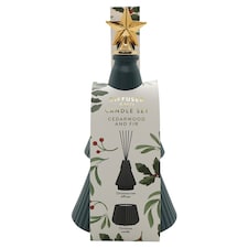 F&F Home Cedarwood and Fir Tree Diffuser and Candle Set