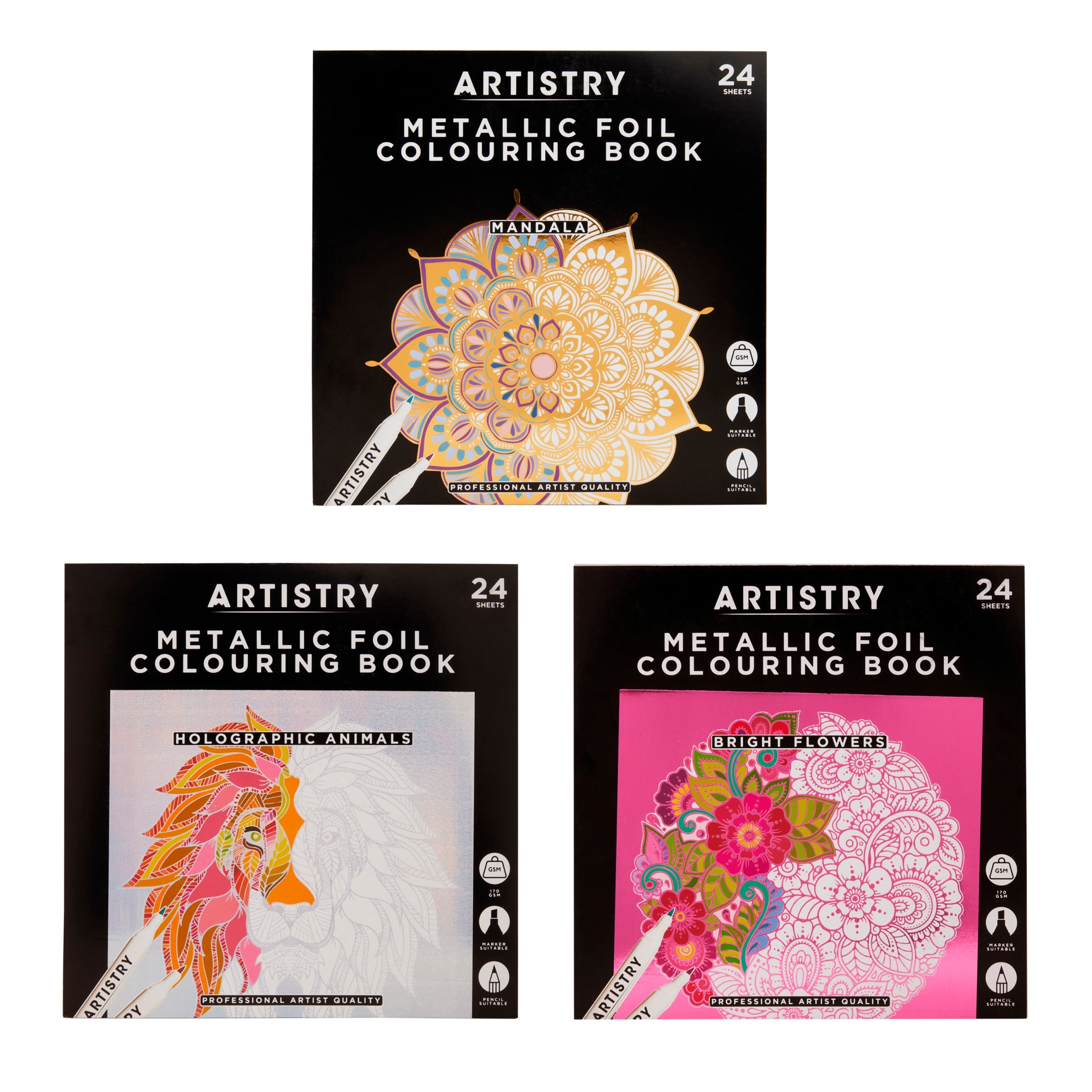 Artistry Assorted Golden Colouring Book