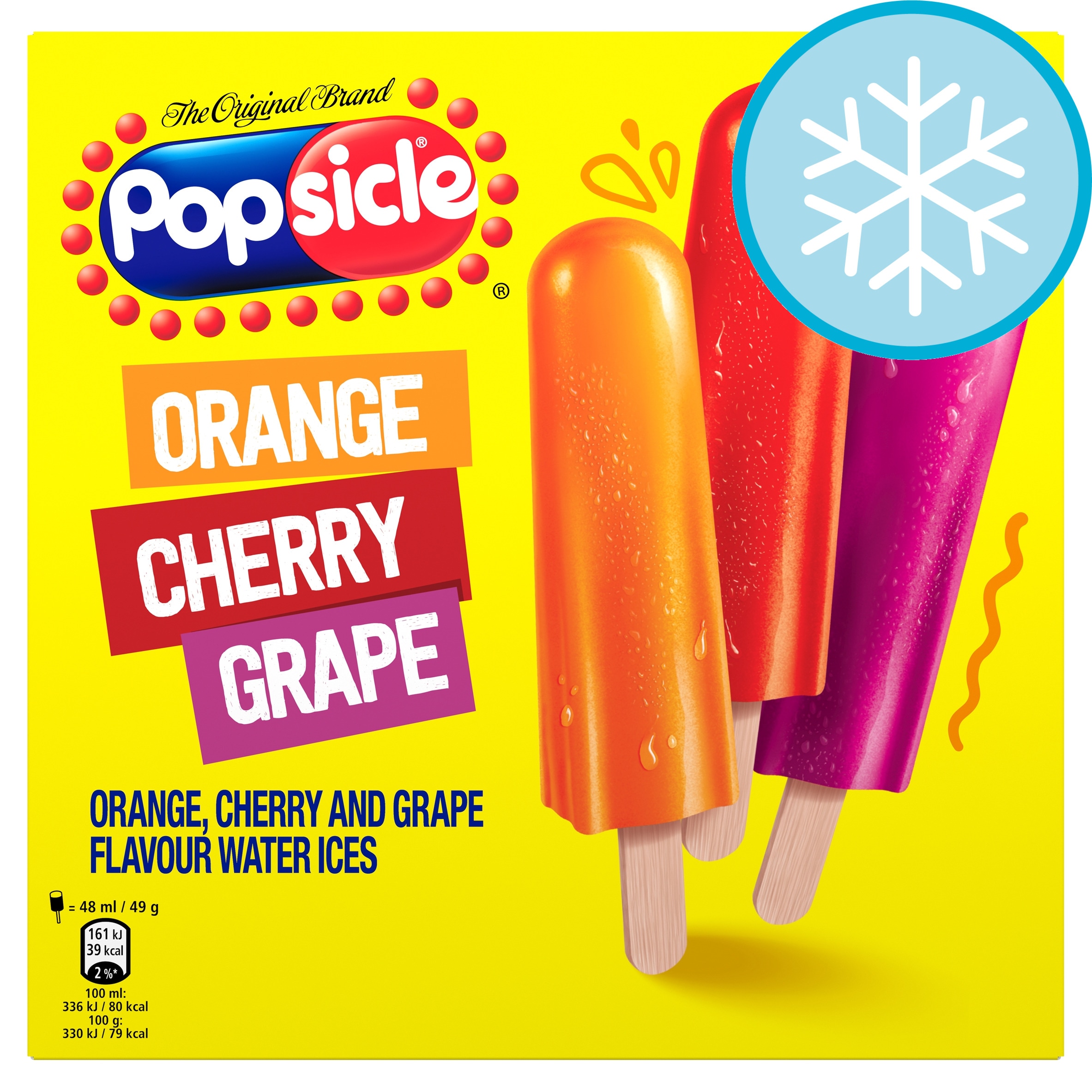 Popsicle Orange, Cherry & Grape Flavour Water Ices 18 x 48ml