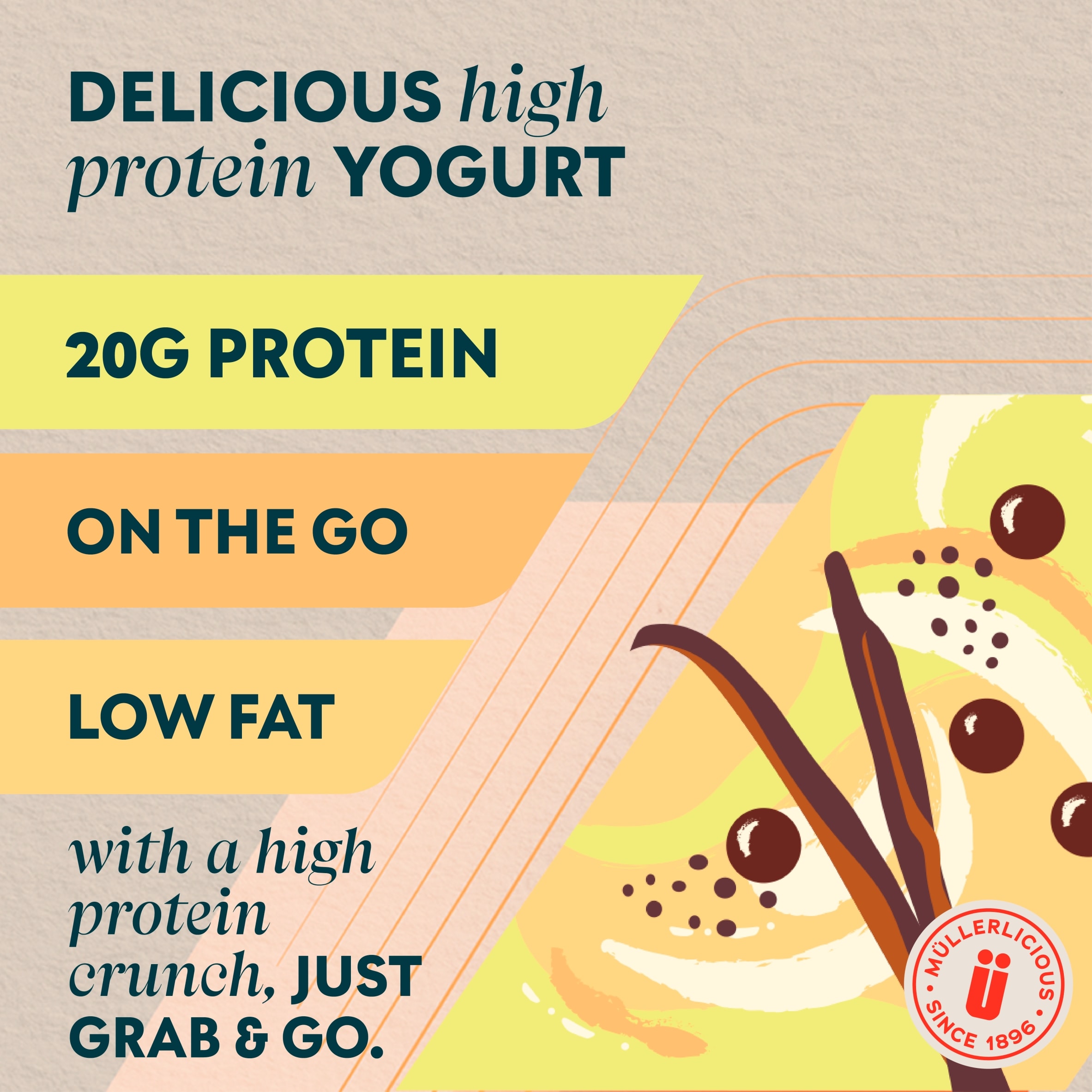 Muller X MYProtein CRUNCH Vanilla Yogurt (with protein chocolate balls) 180g thumbnail 2