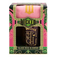 Wicked Pink Glass Mug & Socks Christmas Gift Set