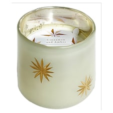 F&F Home Cinnamon and Amber Etched Star Candle 280g