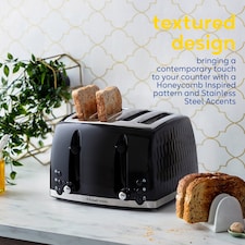 Russell Hobbs Honeycomb Black 4 Slice Toaster thumbnail 4