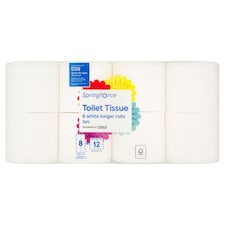 Springforce Toilet Tissue 8 White Longer Rolls