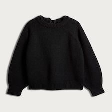 F&F Knitted Satin Bow Back Jumper in Black thumbnail 4