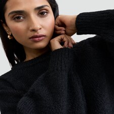 F&F Knitted Satin Bow Back Jumper in Black thumbnail 2