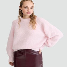 F&F Knitted Satin Bow Back Jumper in Pink thumbnail 3