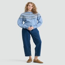F&F Knitted Fair Isle Pattern Cardigan with Wool in Blue thumbnail 2