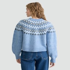 F&F Knitted Fair Isle Pattern Cardigan with Wool in Blue thumbnail 3
