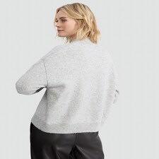 F&F Knitted Sequin Bow High Neck Jumper with Wool in Grey thumbnail 3