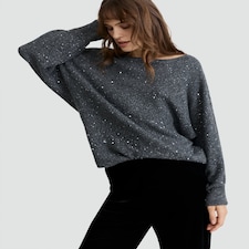 F&F Batwing Sleeved Metallic Jumper in Grey thumbnail 2