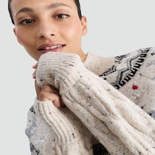 F&F Knitted Reindeer Fair Isle Pattern Jumper in Neutral