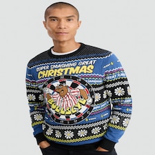 Bullseye Knitted Christmas Jumper in Blue