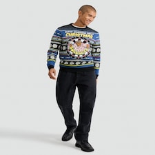Bullseye Knitted Christmas Jumper in Blue thumbnail 2