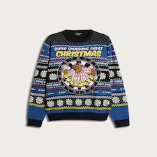 Bullseye Knitted Christmas Jumper in Blue thumbnail 4