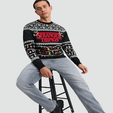 Stranger Things Knitted Christmas Jumper in Black