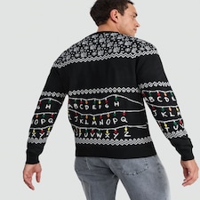 Stranger Things Knitted Christmas Jumper in Black thumbnail 3