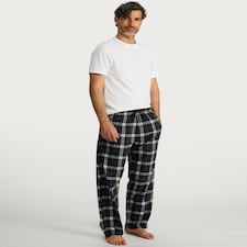 F&F Check Print Fleece Pyjama Bottoms in Navy