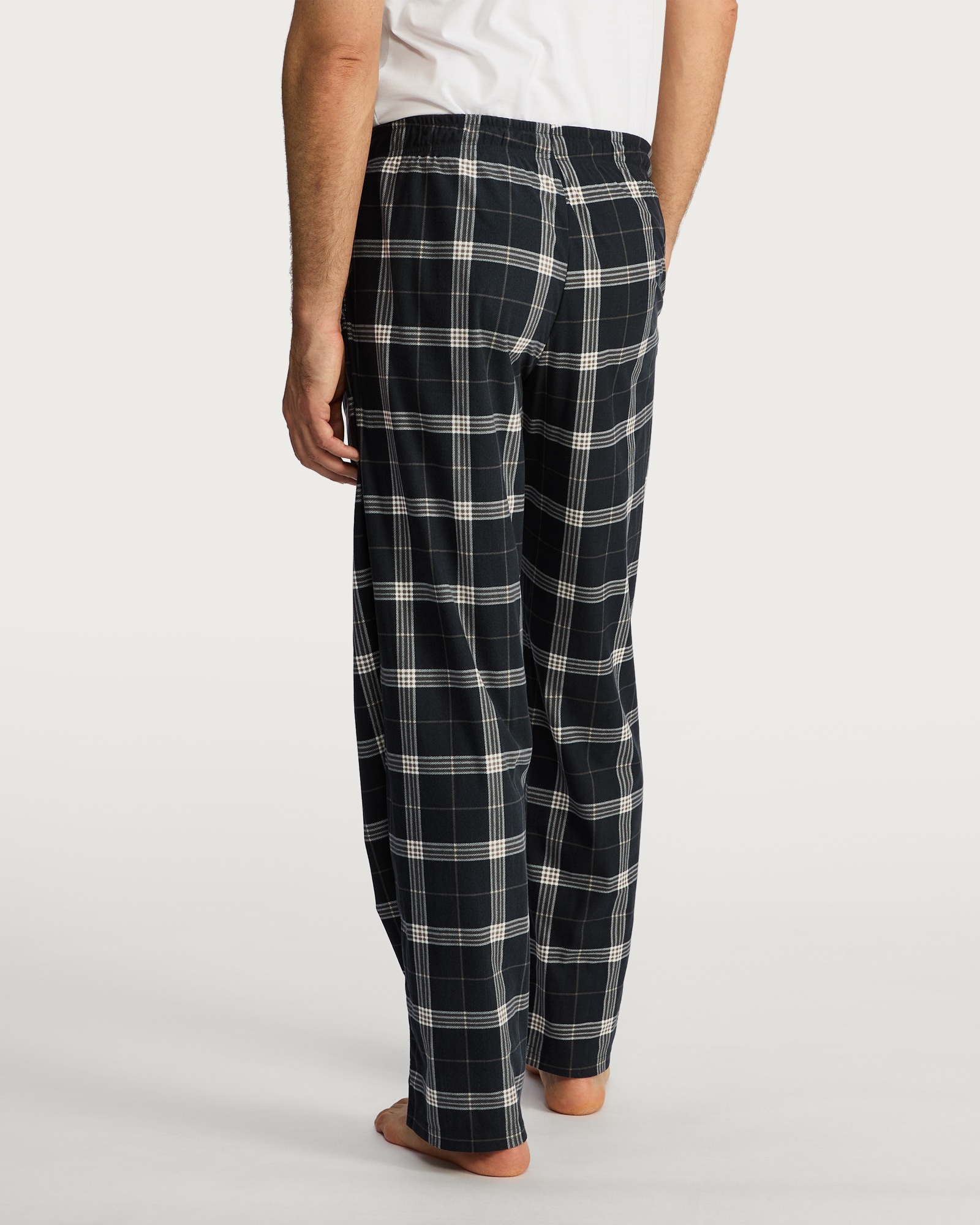 F&F Check Print Fleece Pyjama Bottoms in Navy thumbnail 3