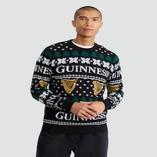 Guinness Pure Cotton Festive Print Knitted Jumper in Black