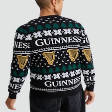 Guinness Pure Cotton Festive Print Knitted Jumper in Black thumbnail 3