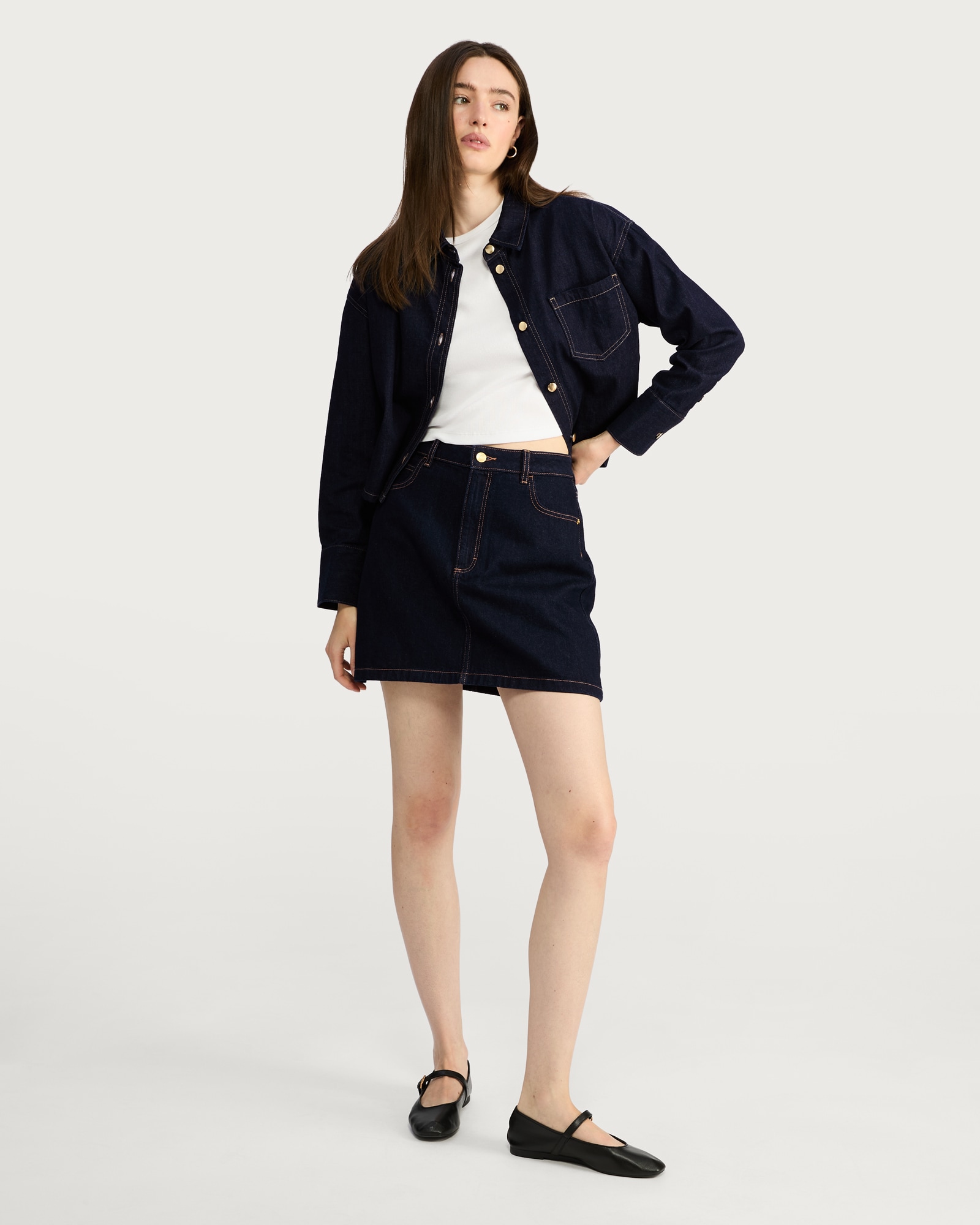 The F&F Edit Pure Cotton Co-ord Mini Skirt in Navy